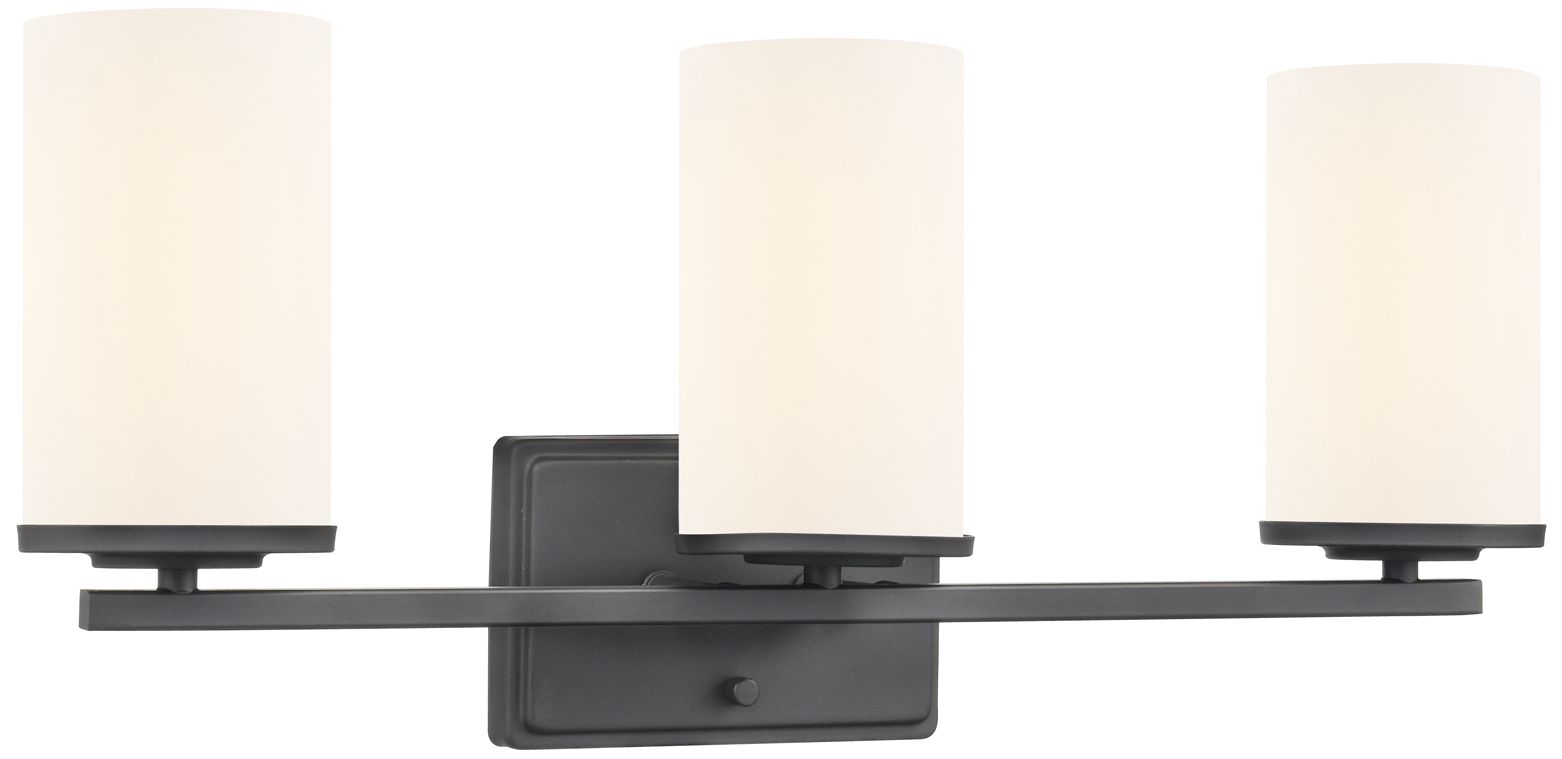 Millennium Verlana 3-Light 22" Matte Black Vanity Light with Glass Shade