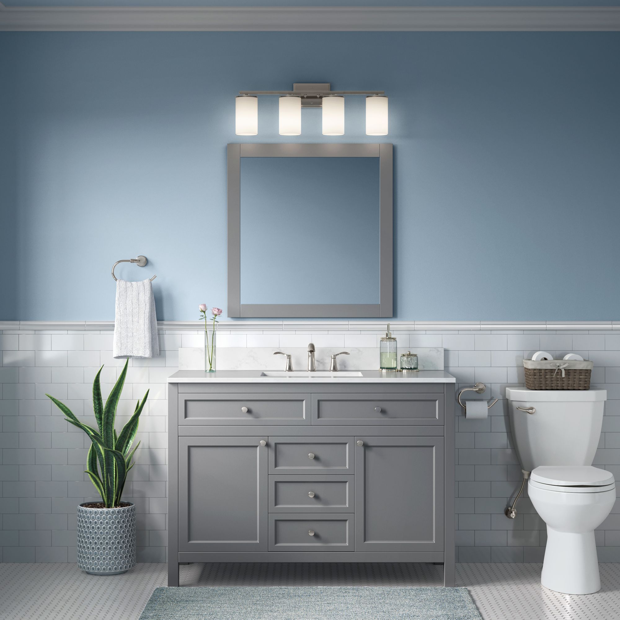 Image 6 Millennium Verlana 4-Light 27.75" Brushed Nickel Vanity Light with Shade more views