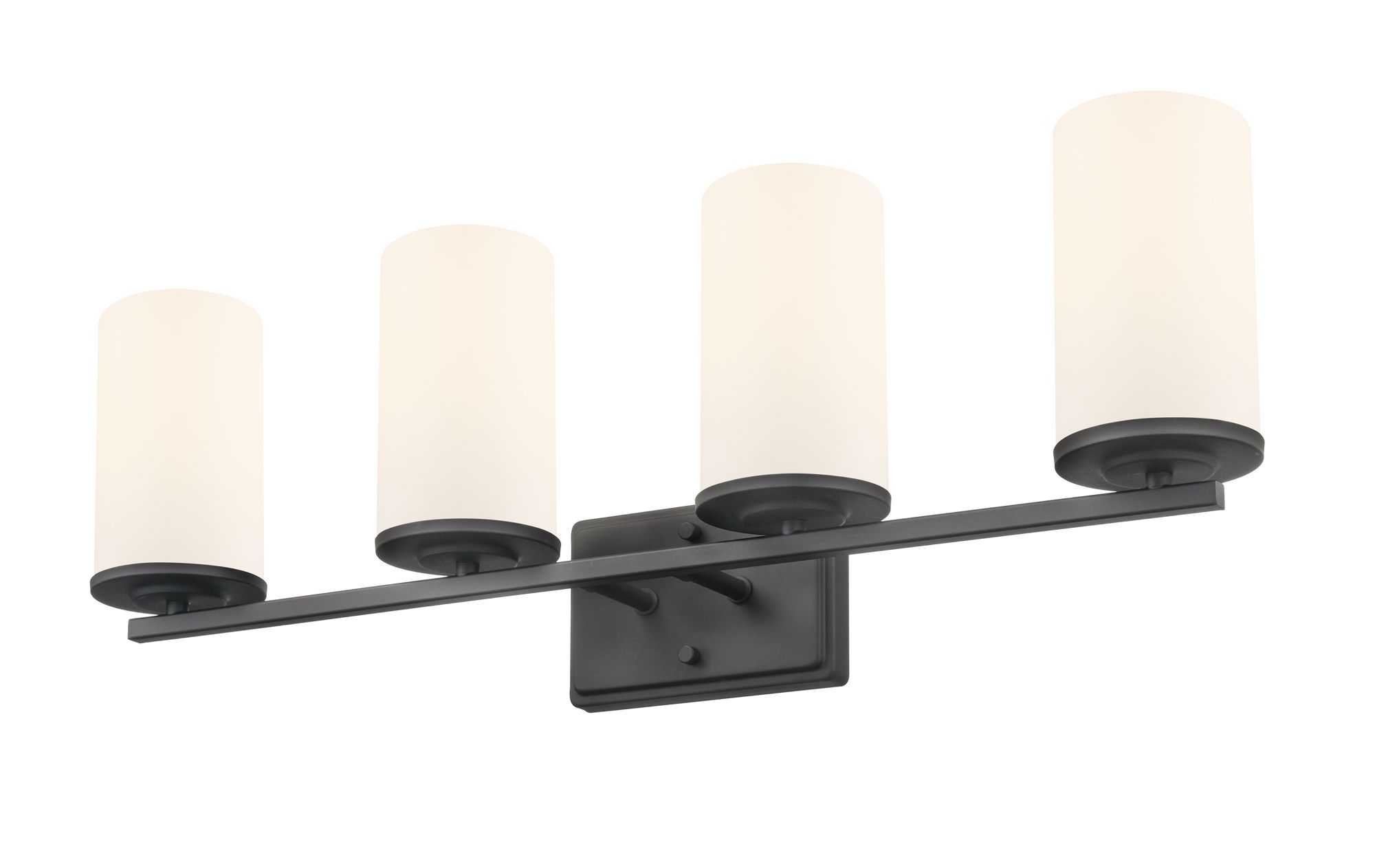 Image 4 Millennium Verlana 4-Light 27.75" Matte Black Vanity Light with Glass Shade more views
