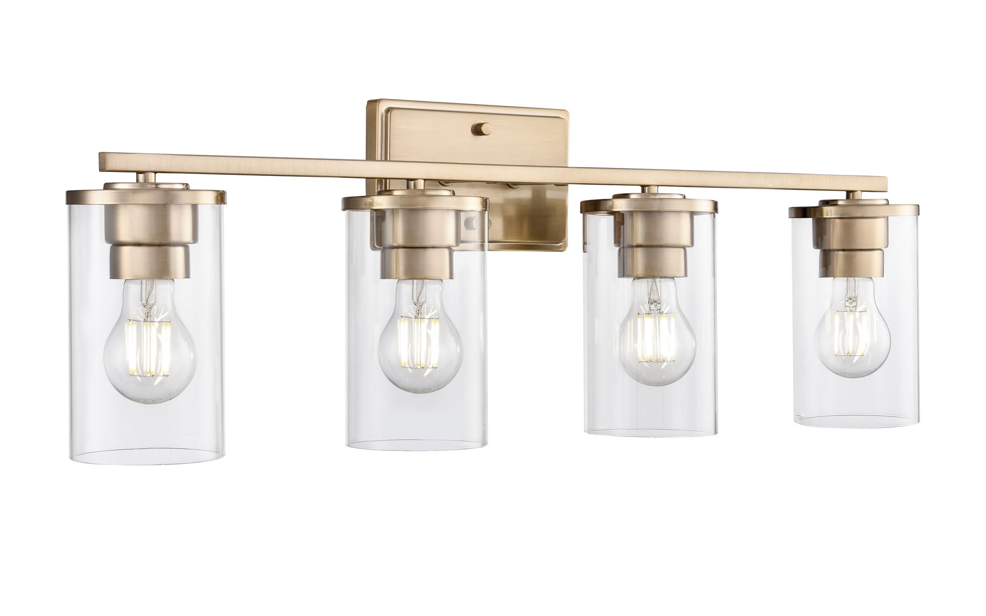 Image 2 Millennium Verlana 4-Light 27.75" Modern Gold Vanity Light with Glass Shade more views