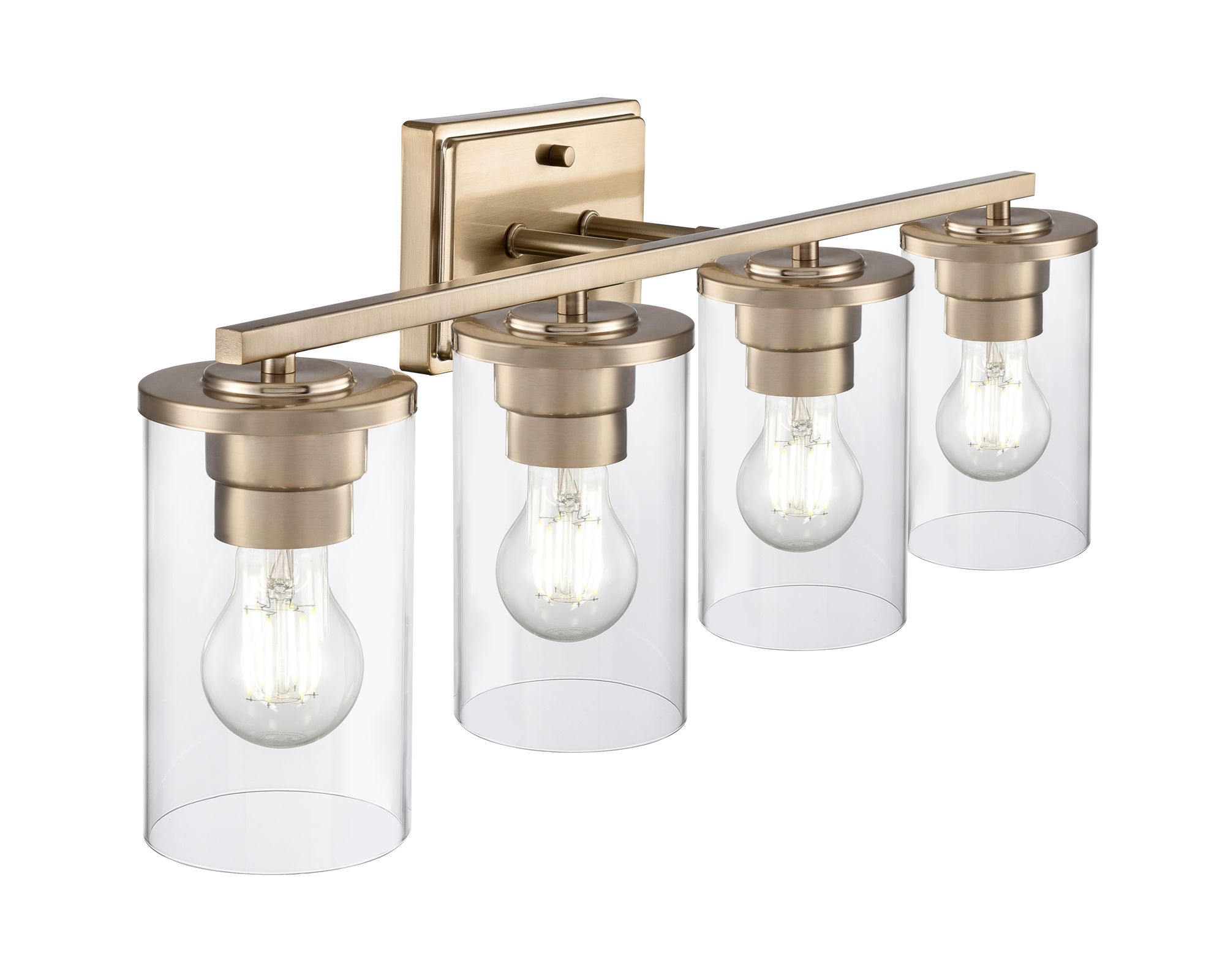Image 4 Millennium Verlana 4-Light 27.75" Modern Gold Vanity Light with Glass Shade more views