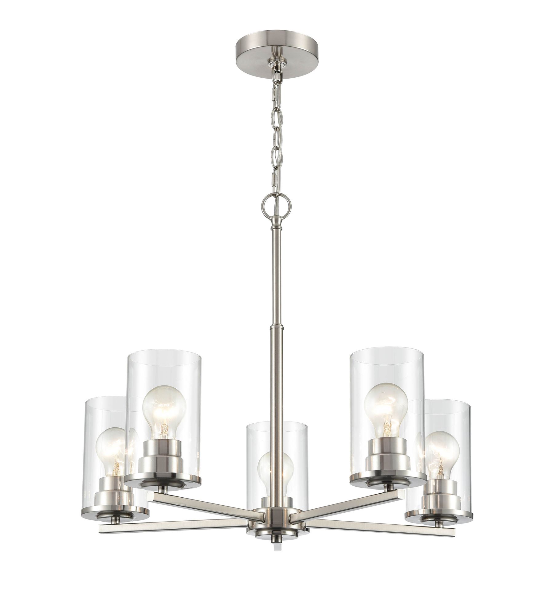 Image 2 Millennium Verlana 5-Light 24" Brushed Nickel Chandelier with Glass Shade more views