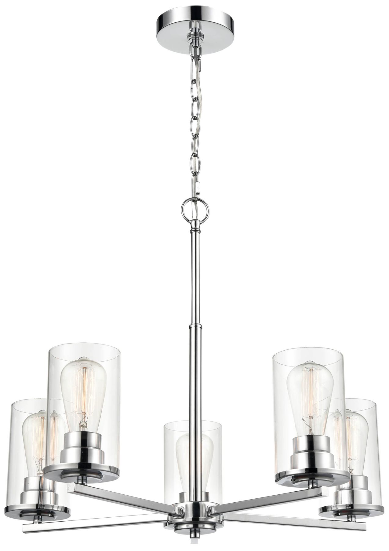 Millennium Verlana 5-Light 24" Chrome Chandelier with Glass Shade