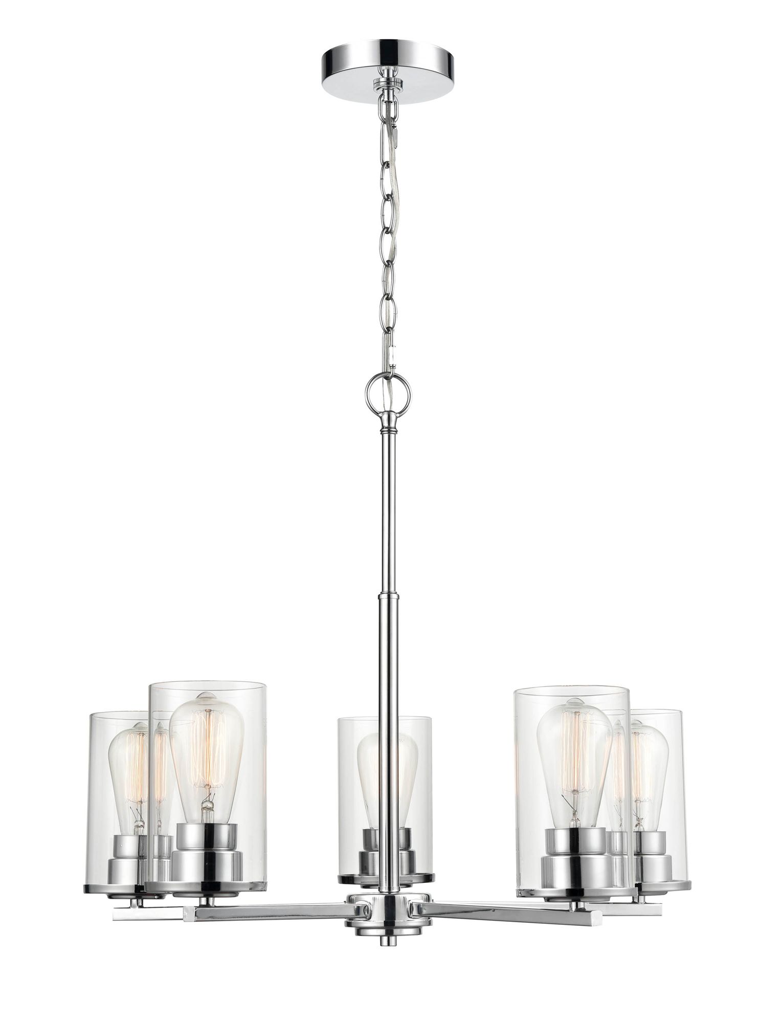 Image 3 Millennium Verlana 5-Light 24" Chrome Chandelier with Glass Shade more views