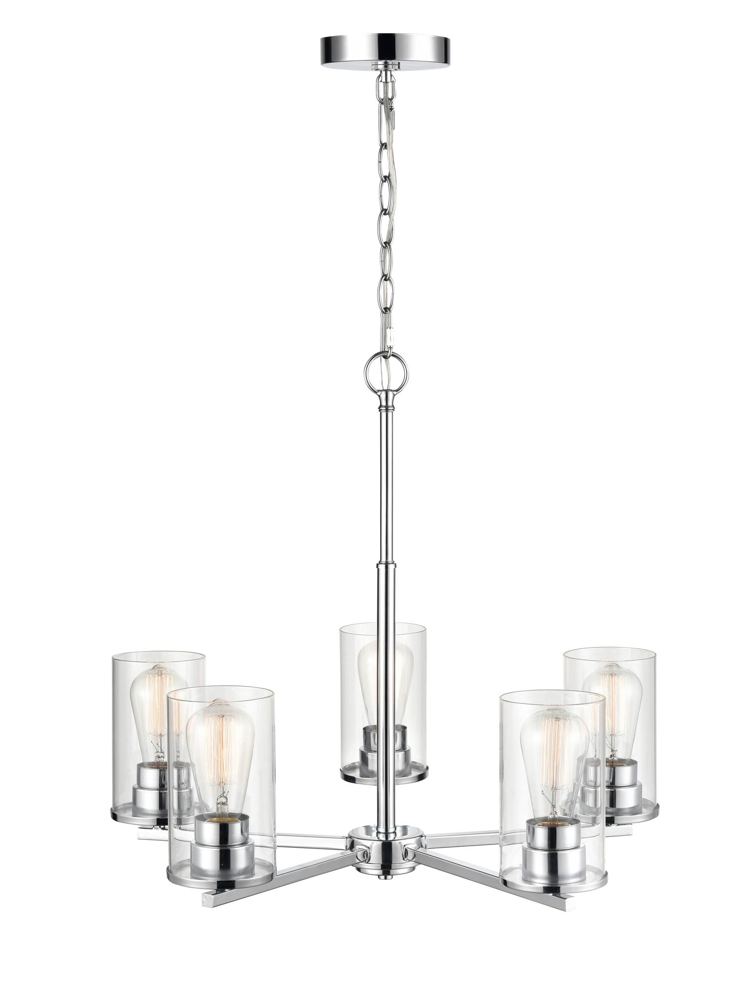 Image 4 Millennium Verlana 5-Light 24" Chrome Chandelier with Glass Shade more views