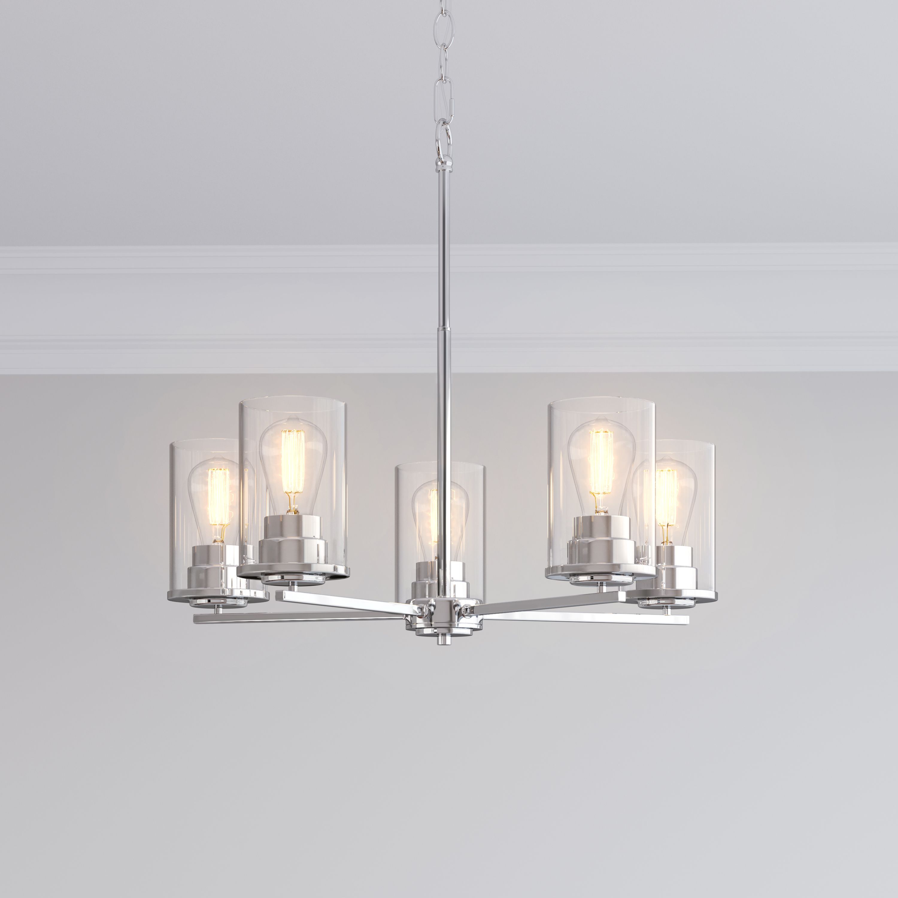 Image 7 Millennium Verlana 5-Light 24" Chrome Chandelier with Glass Shade more views