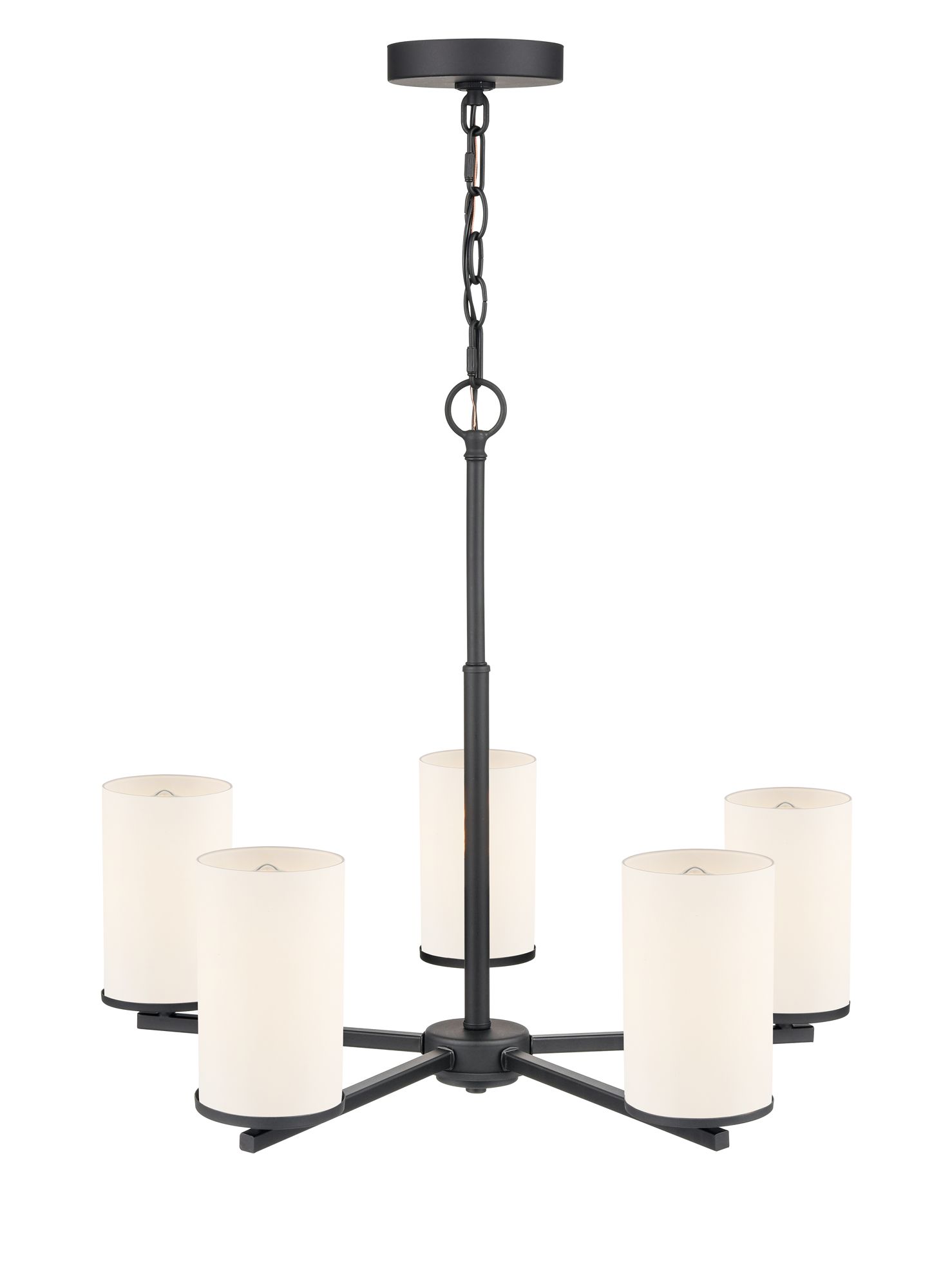 Image 3 Millennium Verlana 5-Light 24" Matte Black Chandelier with Glass Shade more views