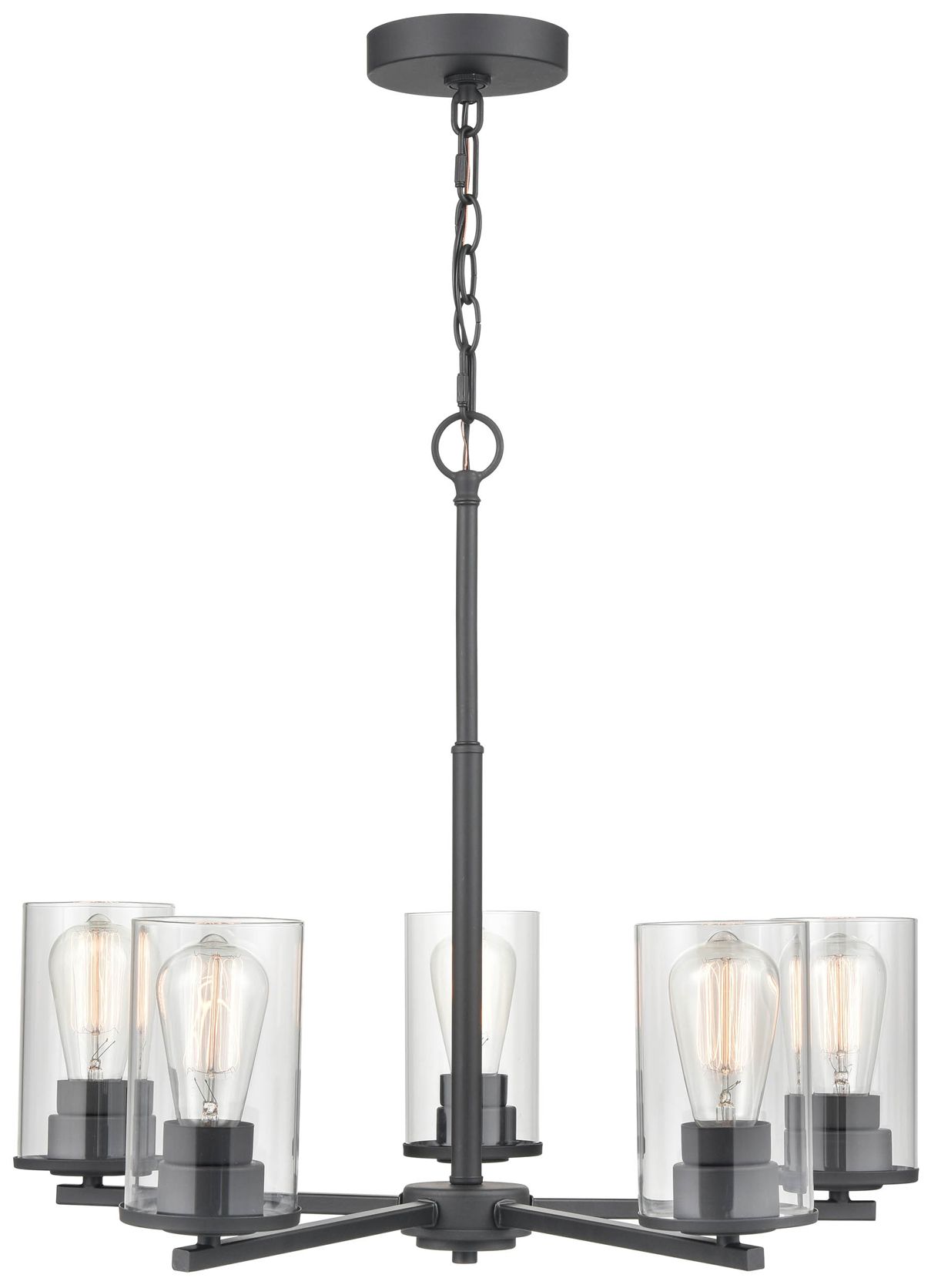 Millennium Verlana 5-Light 24" Matte Black Chandelier with Glass Shade