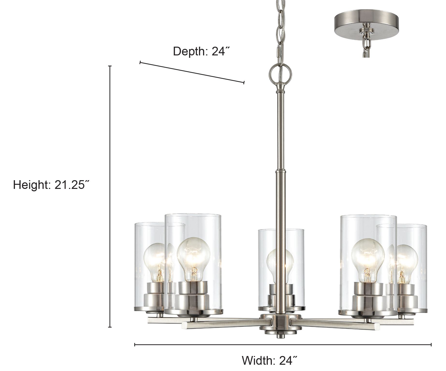 Image 6 Millennium Verlana 5-Light 24" Matte Black Chandelier with Glass Shade more views