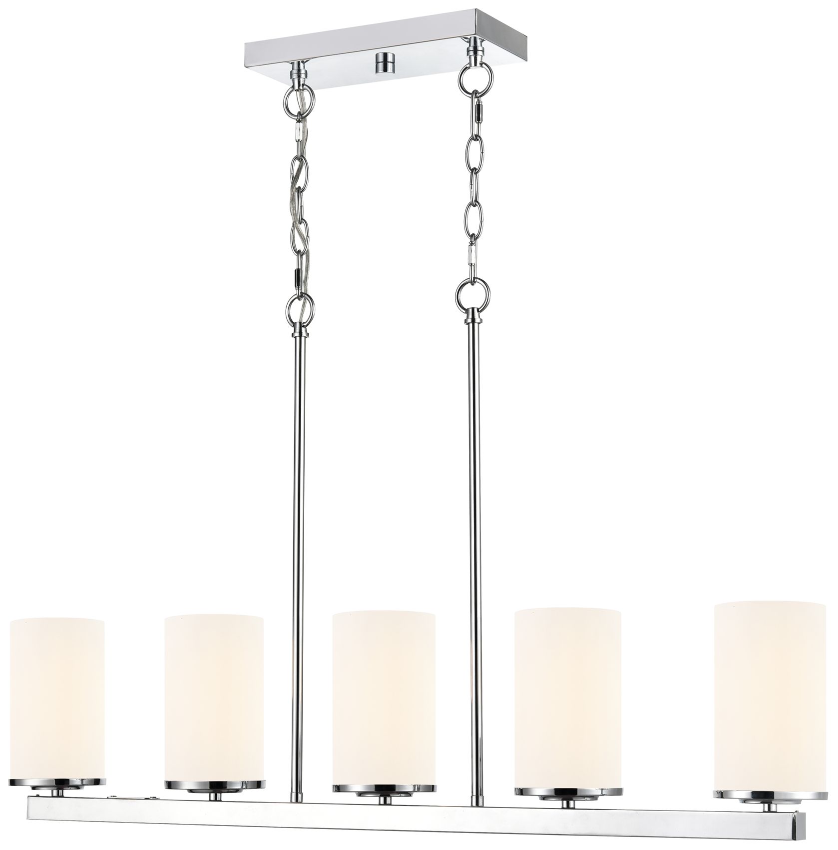Millennium Verlana 5-Light 35" Chrome Linear Chandelier with Glass Shade