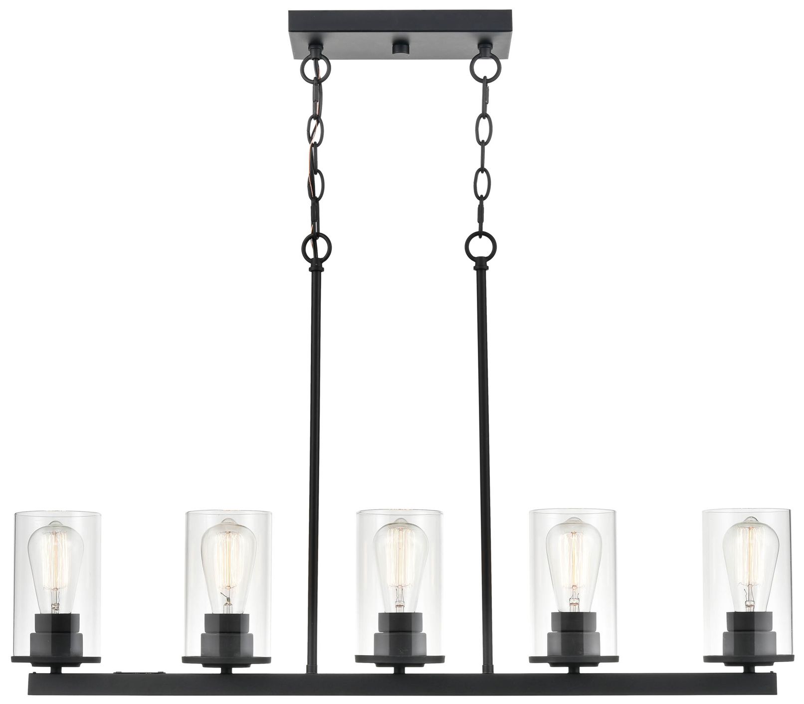 Millennium Verlana 5-Light 35" Matte Black Linear Chandelier with Shade