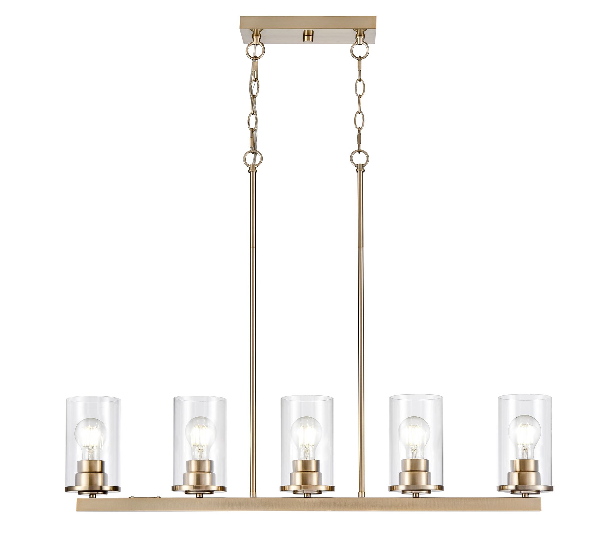 Image 2 Millennium Verlana 5-Light 35" Modern Gold Linear Chandelier with Shade more views