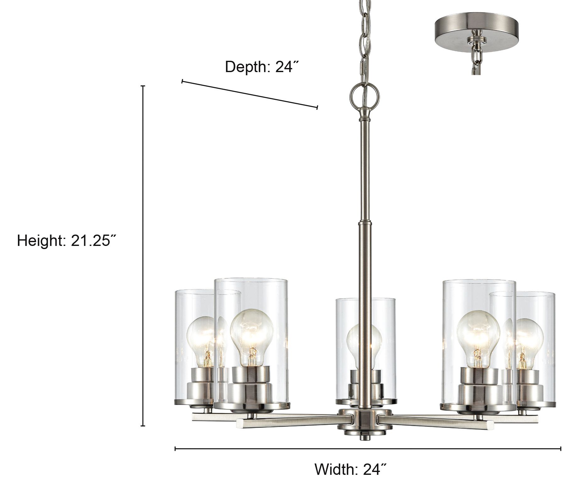 Image 5 Millennium Verlana 5 Light Chandelier Fixture in Brushed Nickel more views