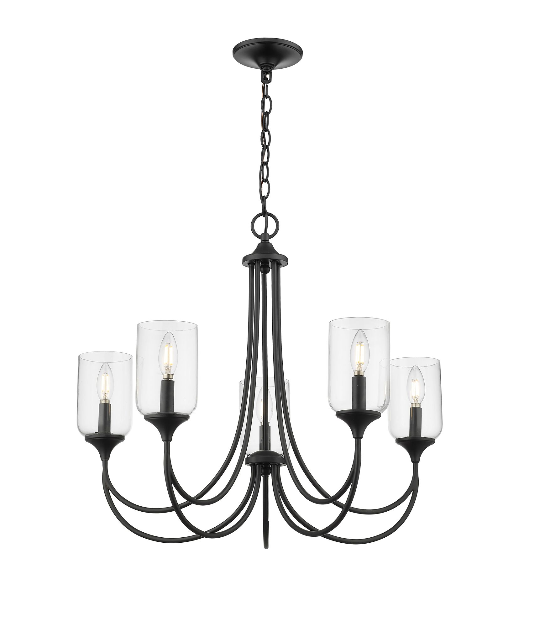 Image 3 Millennium Waddingham 5-Light 27" Matte Black Chandelier with Glass Shade more views