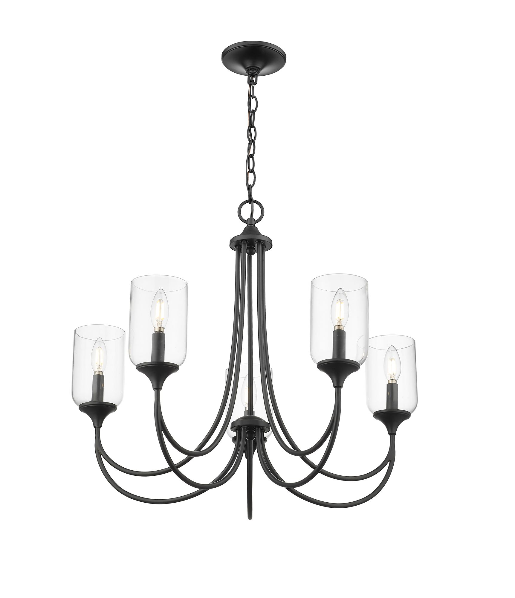 Image 4 Millennium Waddingham 5-Light 27" Matte Black Chandelier with Glass Shade more views