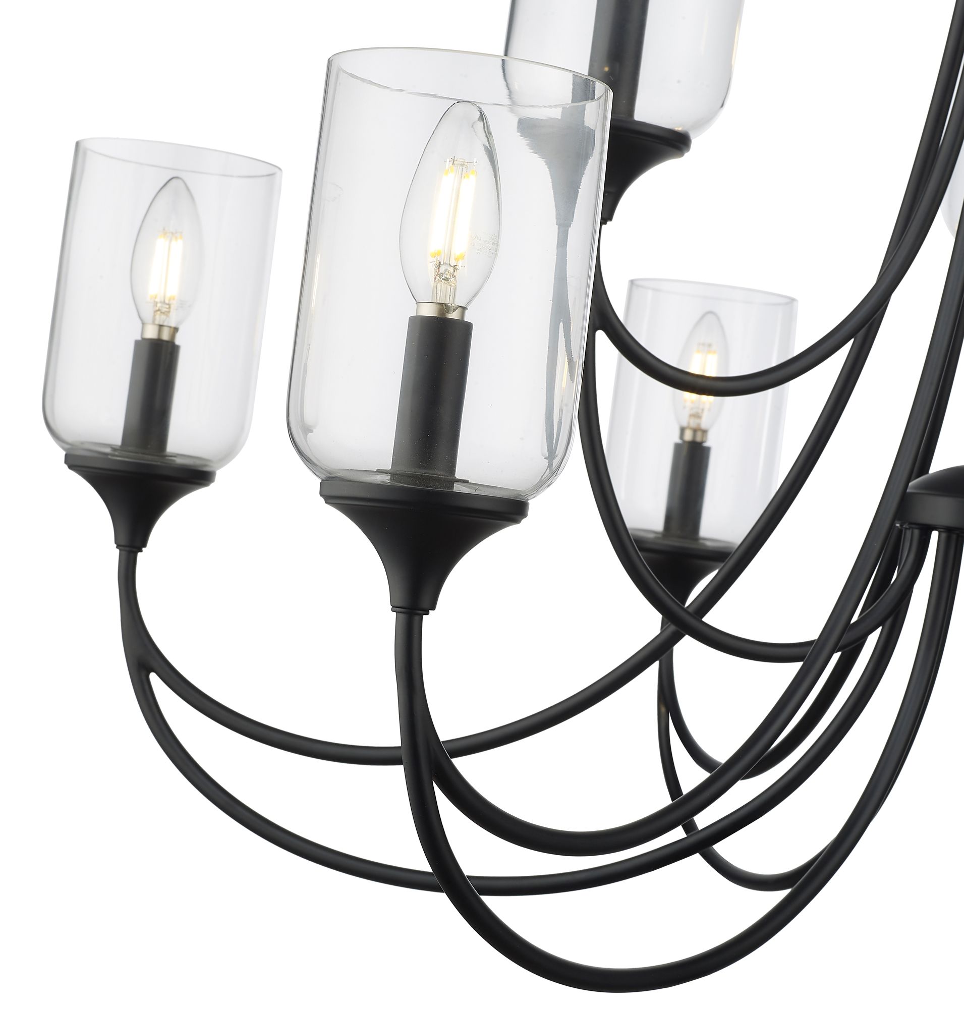 Image 5 Millennium Waddingham 9-Light 35.5" Matte Black Chandelier with Glass Shade more views
