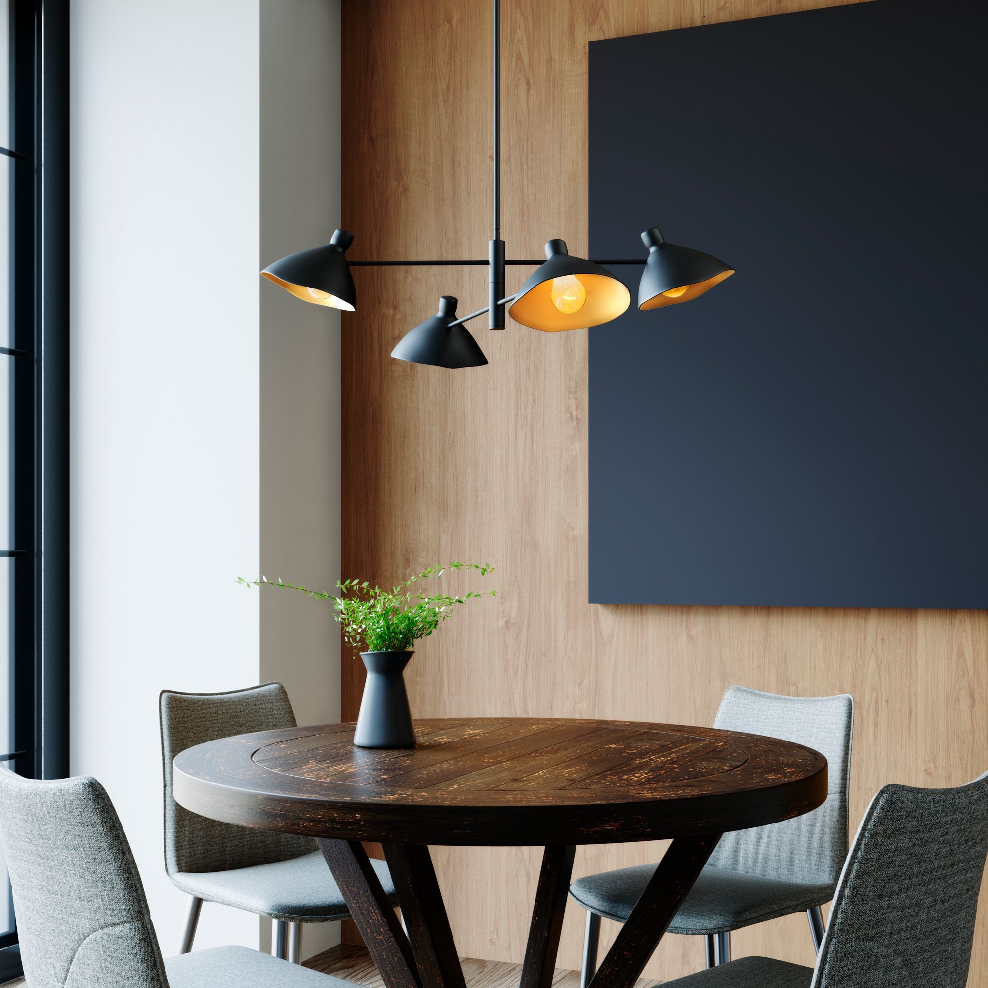 Image 7 Millennium Warhol 4-Light 35" Matte Black Chandelier more views