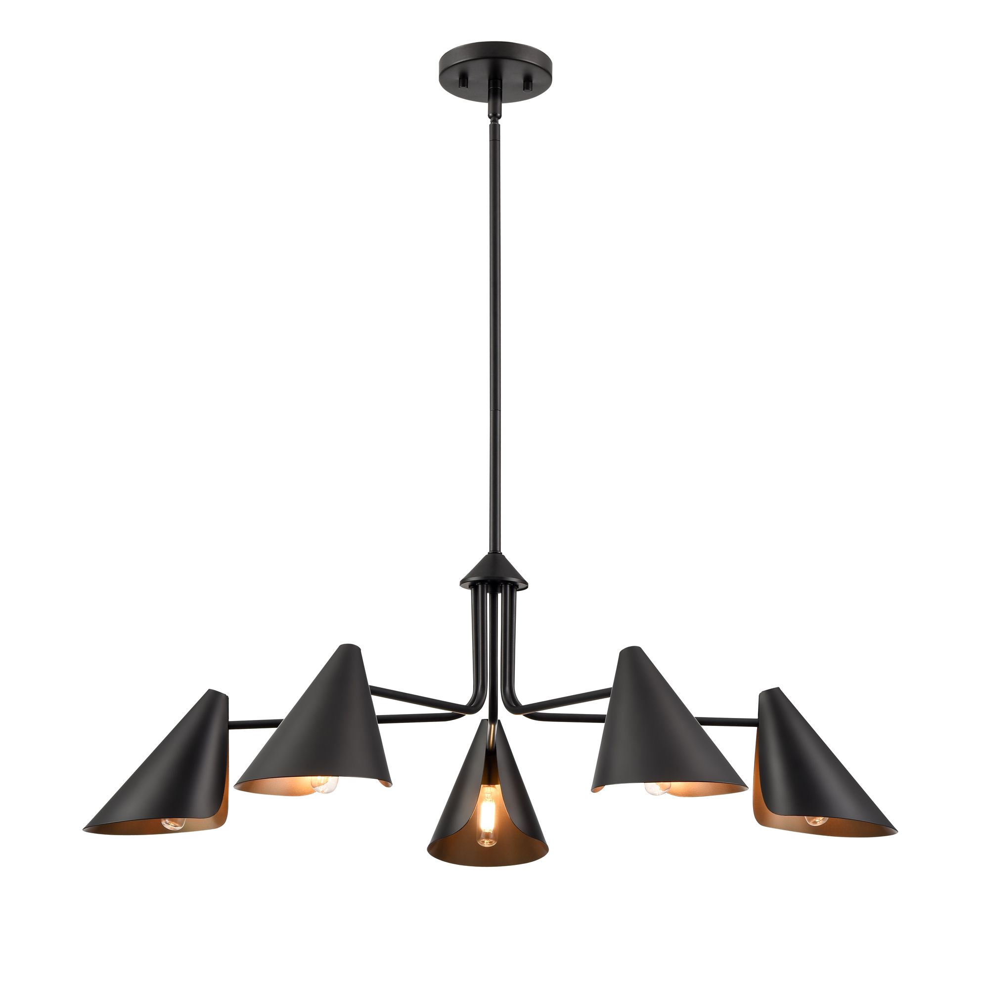 Image 4 Millennium Warhol 5-Light 34" Matte Black Chandelier more views