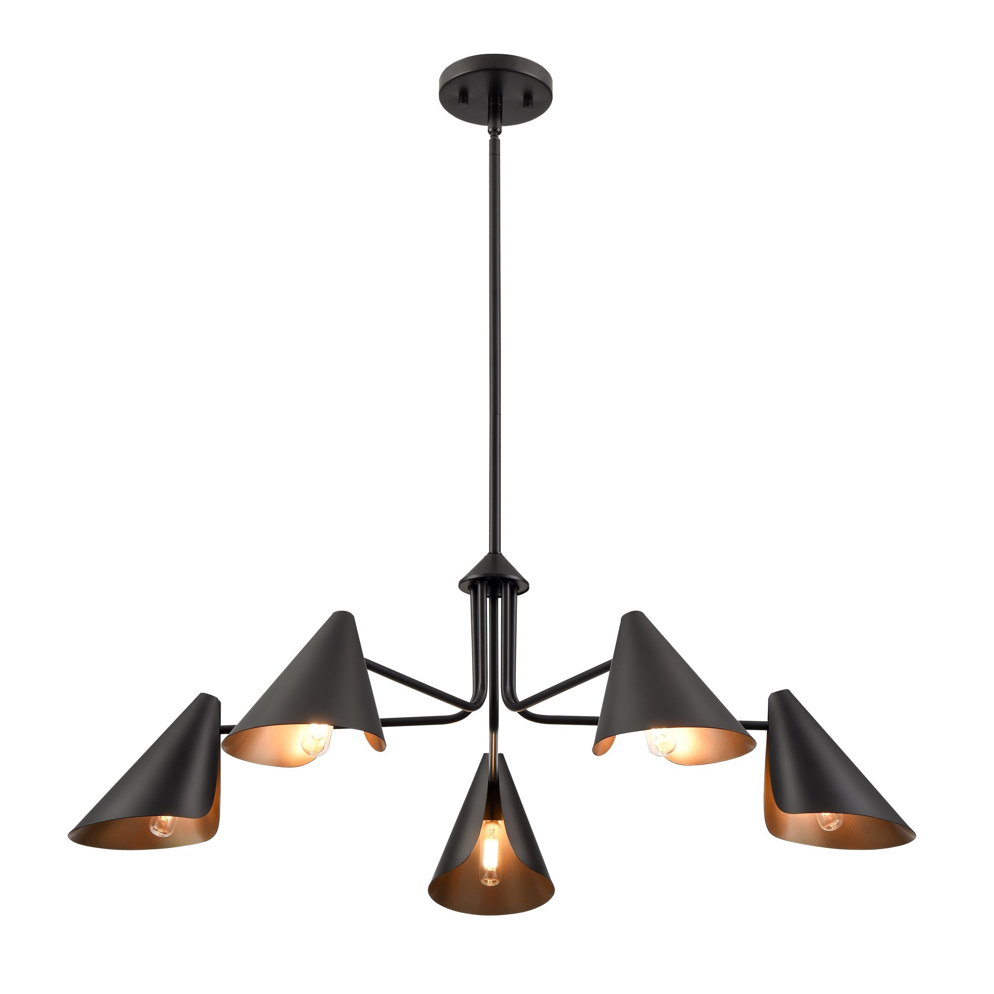Image 5 Millennium Warhol 5-Light 34" Matte Black Chandelier more views