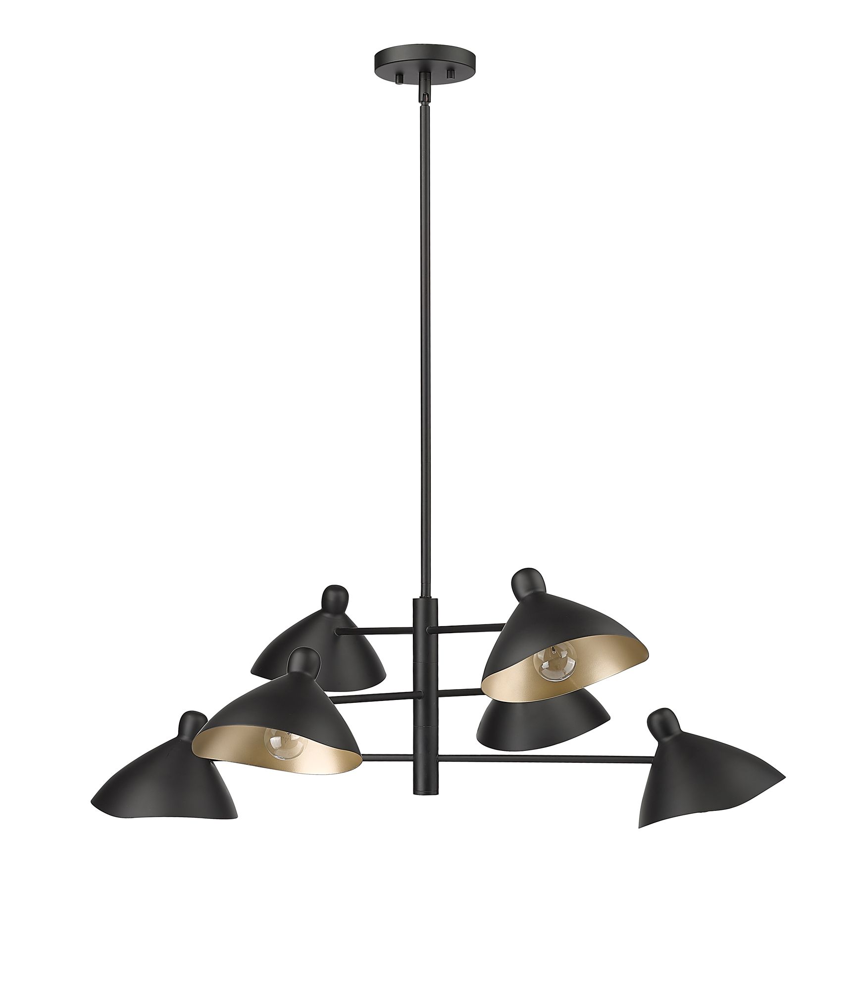 Image 2 Millennium Warhol 6-Light 35" Matte Black Chandelier with Metal Shade more views