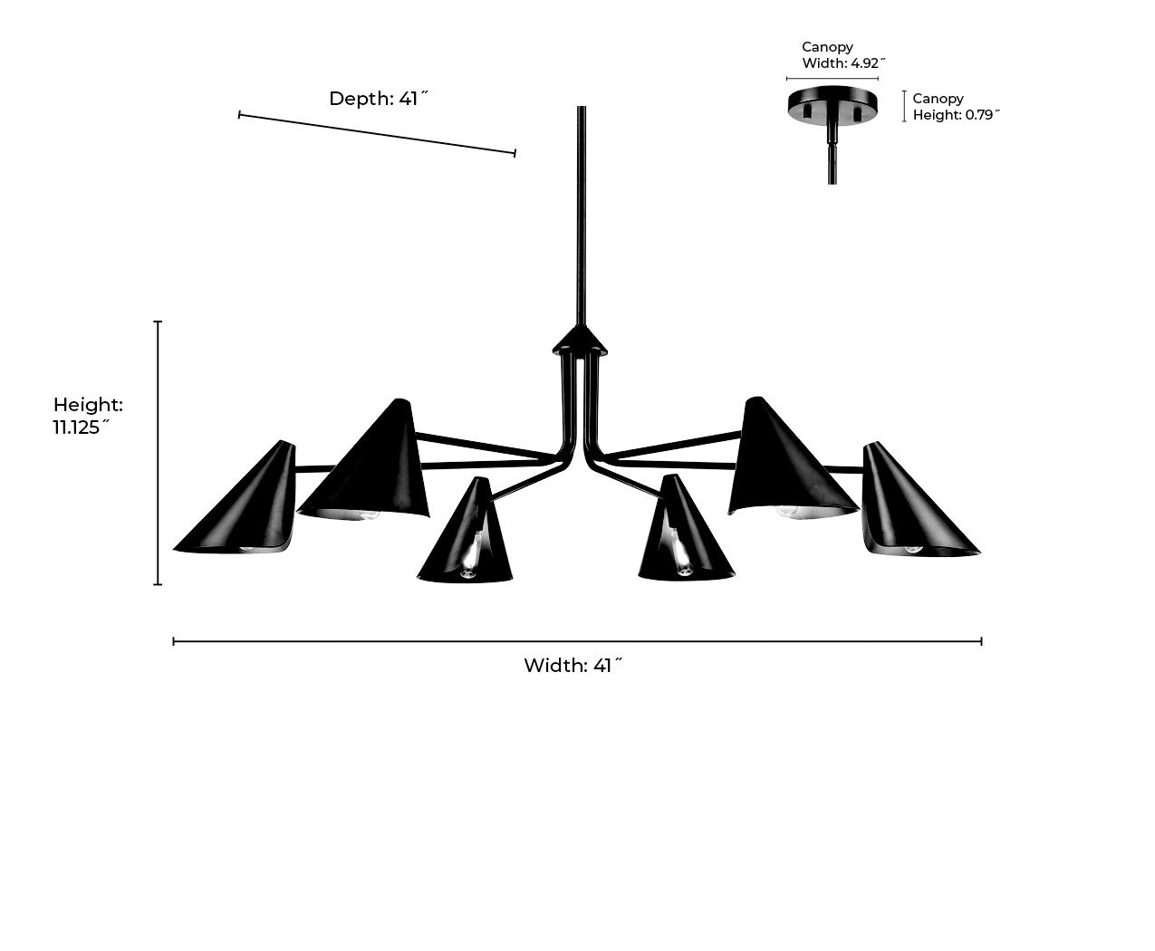 Image 7 Millennium Warhol 6-Light 41" Matte Black Chandelier more views
