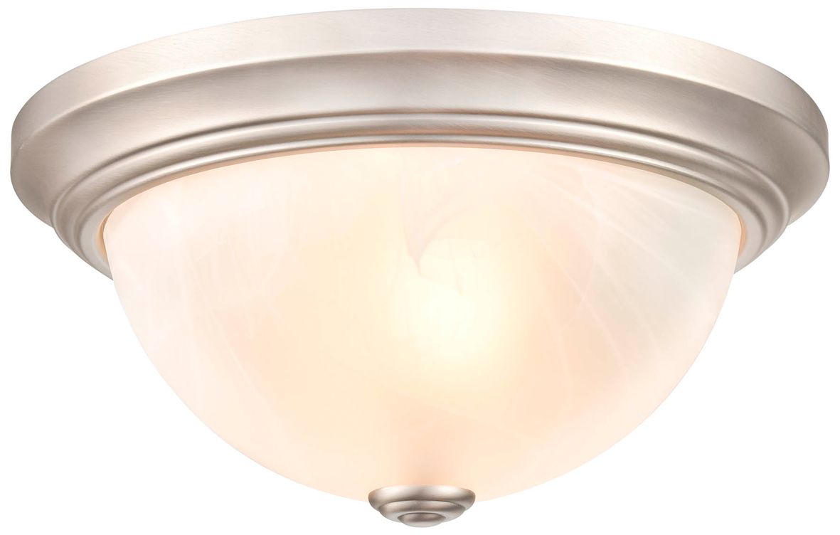 Millennium Whitton 2-Light 11" Satin Nickel Flush Mount with Glass Shade