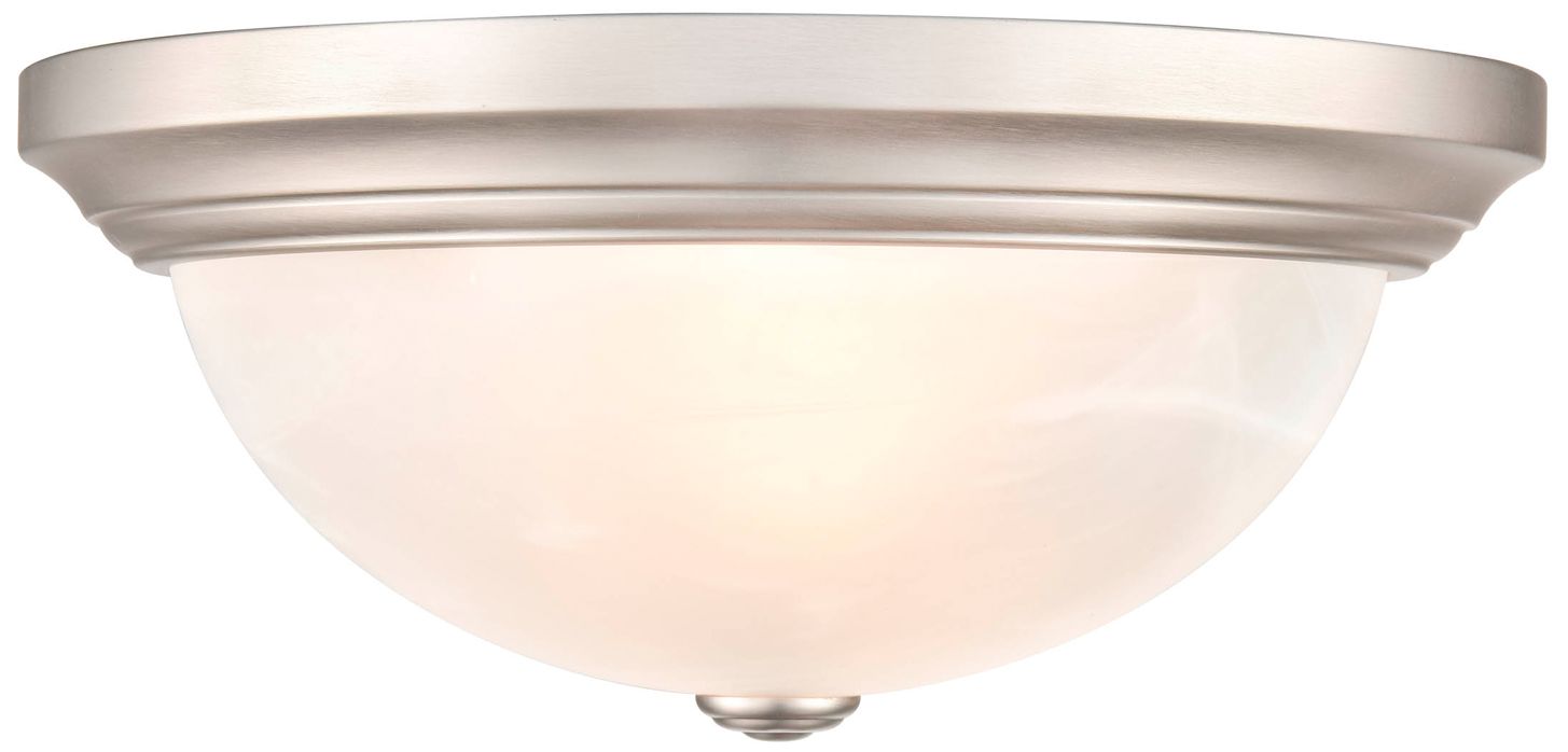 Millennium Whitton 2-Light 13" Satin Nickel Flush Mount with Glass Shade