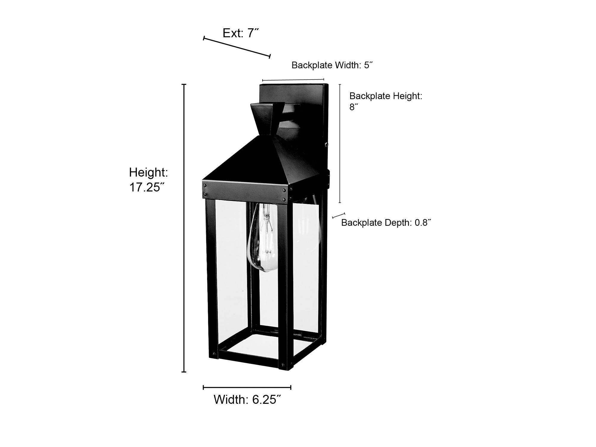 Image 7 Millennium Yates 1-Light 17.25" Powder Coated Black Outdoor Wall Sconce more views