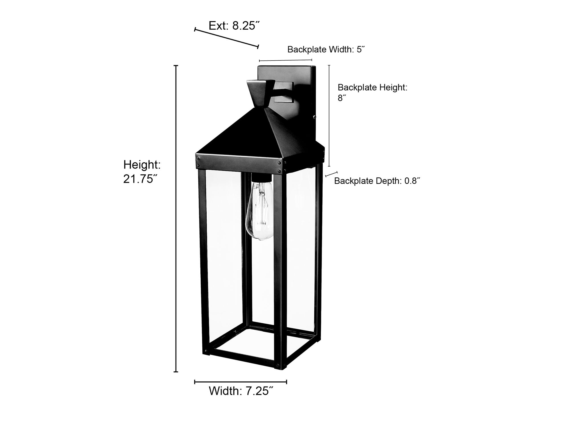Millennium Yates 1-Light 21.75" Powder Coated Black Outdoor Wall Sconce