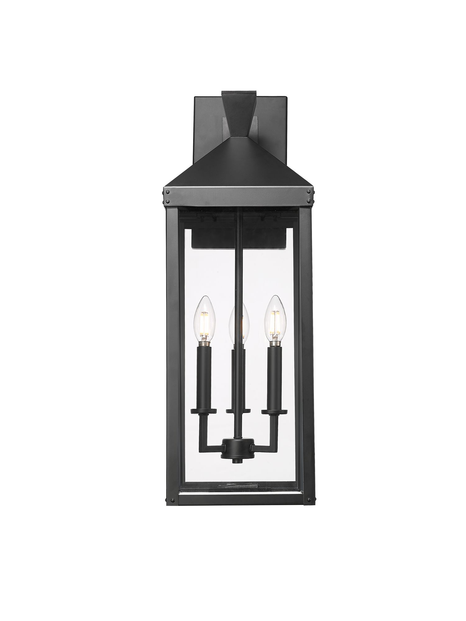 Image 2 Millennium Yates 3-Light 26" Powder Coated Black Outdoor Wall Sconce more views