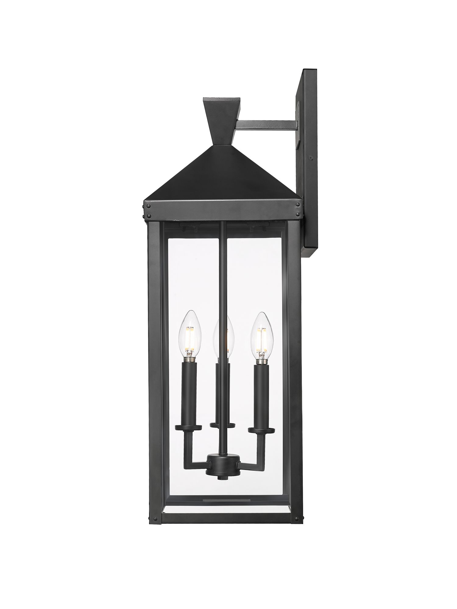Image 3 Millennium Yates 3-Light 26" Powder Coated Black Outdoor Wall Sconce more views