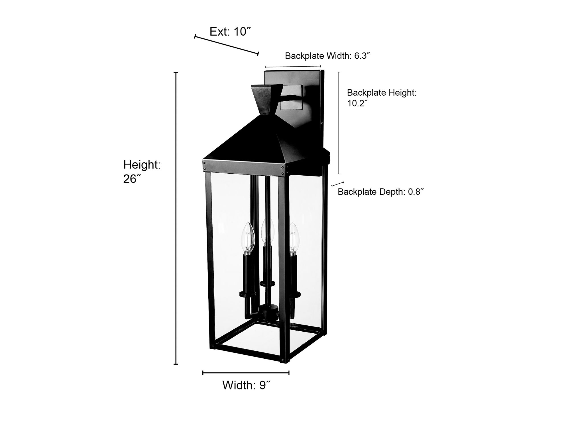Image 7 Millennium Yates 3-Light 26" Powder Coated Black Outdoor Wall Sconce more views