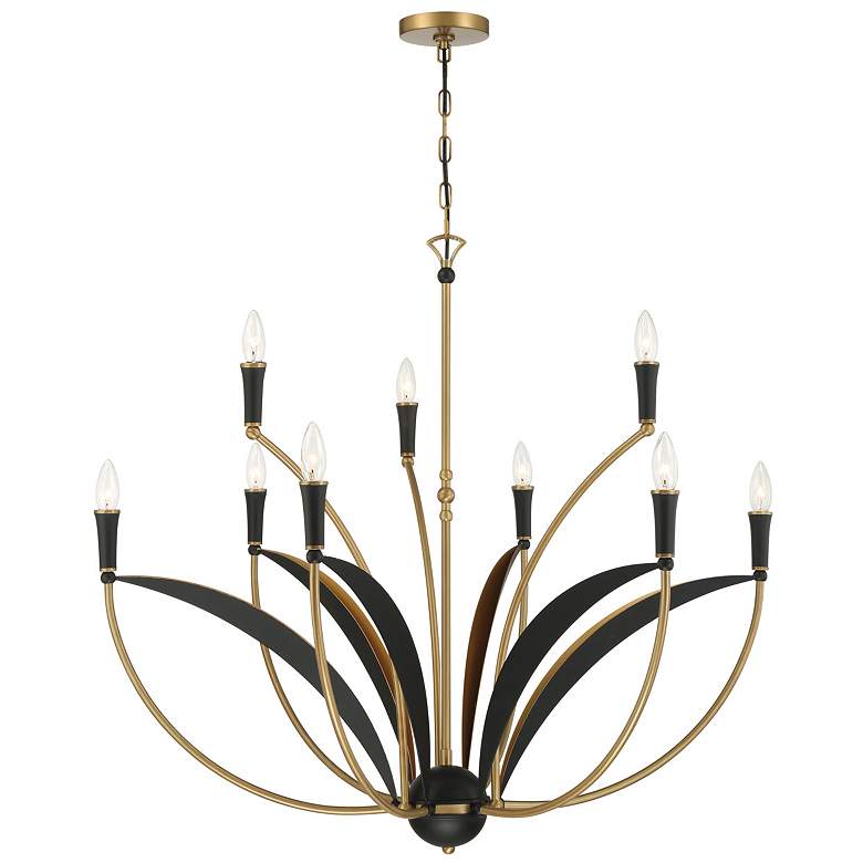 Image 2 Miller 35 1/2"W Legacy Brass and Black 9-Light Chandelier more views
