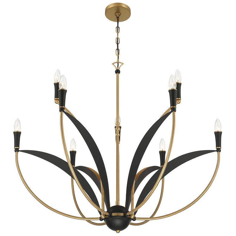 Image 4 Miller 35 1/2"W Legacy Brass and Black 9-Light Chandelier more views