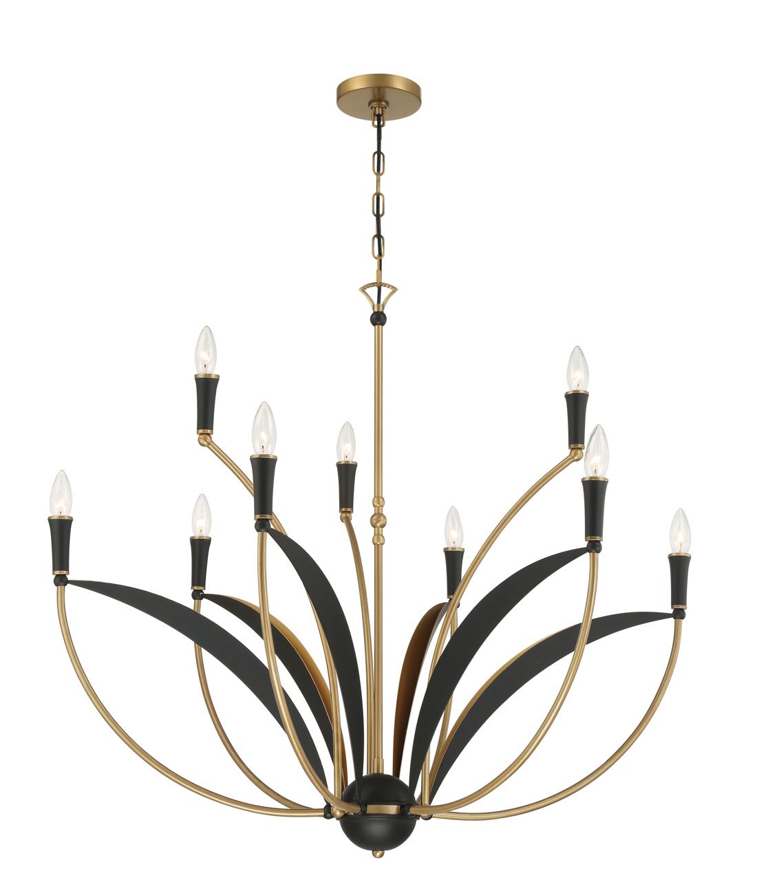 Miller 35 1/2"W Legacy Brass and Black 9-Light Chandelier