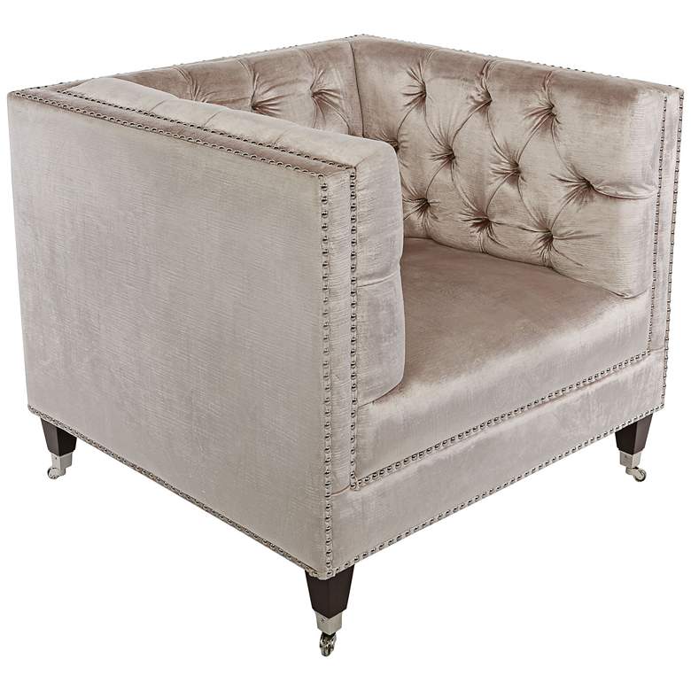 Image 1 Miller Pearl Velvet Hollywood Glam Tufted Square Armchair