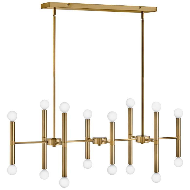 Image 2 Millie 39" Wide Lacquered Brass 16-Light Linear Pendant