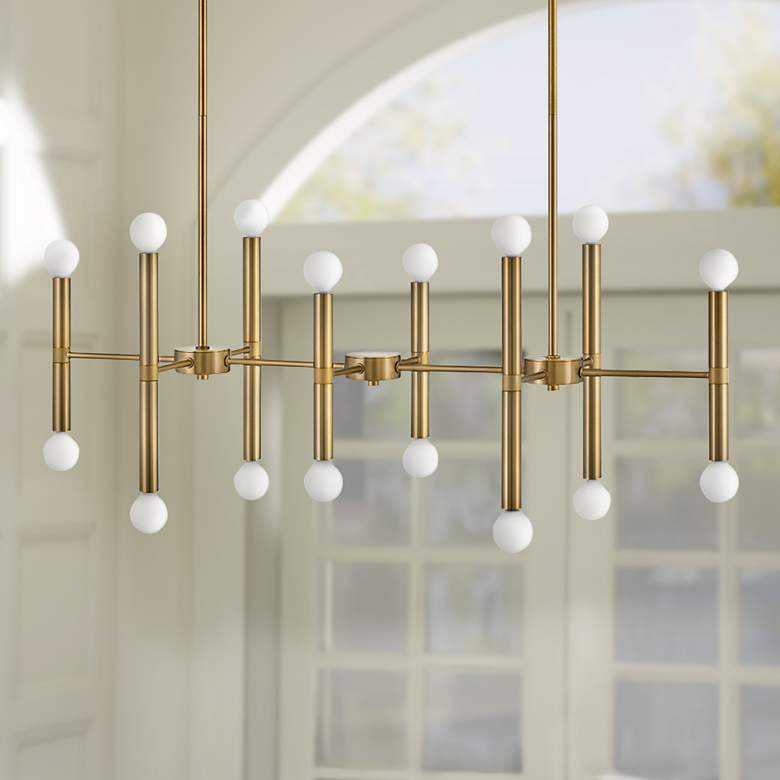 Image 1 Millie 39" Wide Lacquered Brass 16-Light Linear Pendant