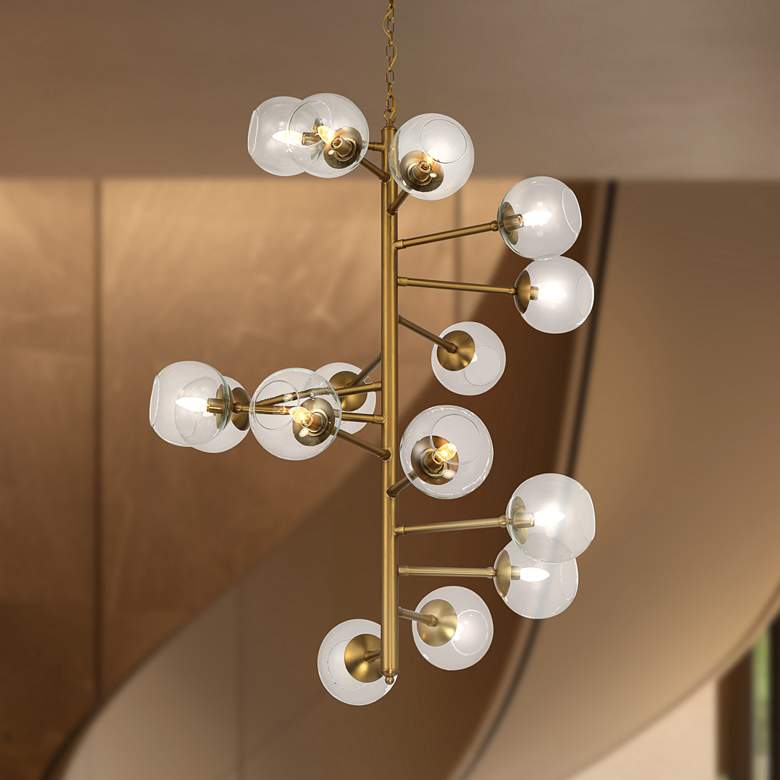 Image 1 Millikan 38 3/4" Wide Signature Brass 15-Light Pendant