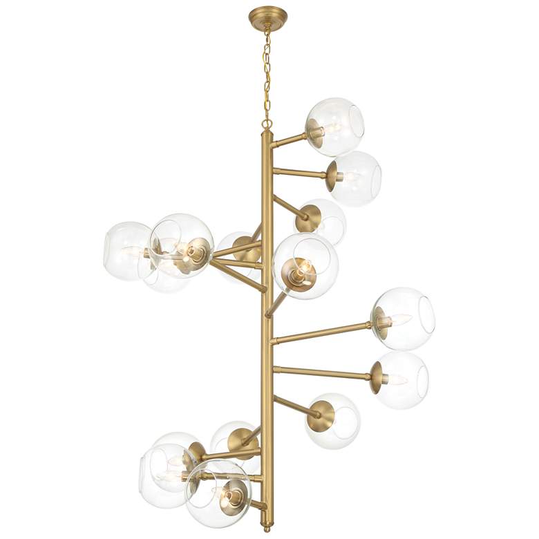 Image 3 Millikan 38 3/4" Wide Signature Brass 15-Light Pendant more views