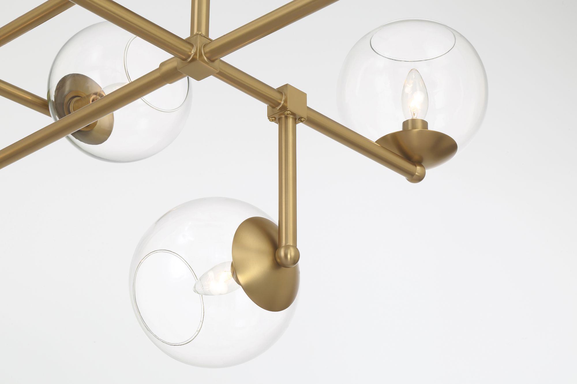 Image 5 Millikan 64" Wide Signature Brass 9-Light Pendant more views