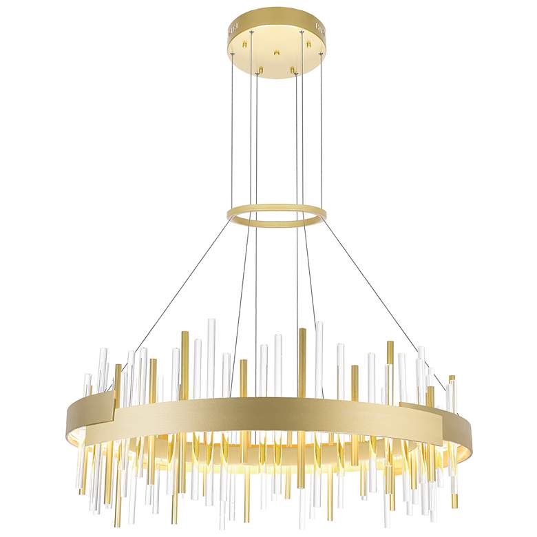 Image 1 Millipede 32" Wide Satin Gold LED Ring Chandelier