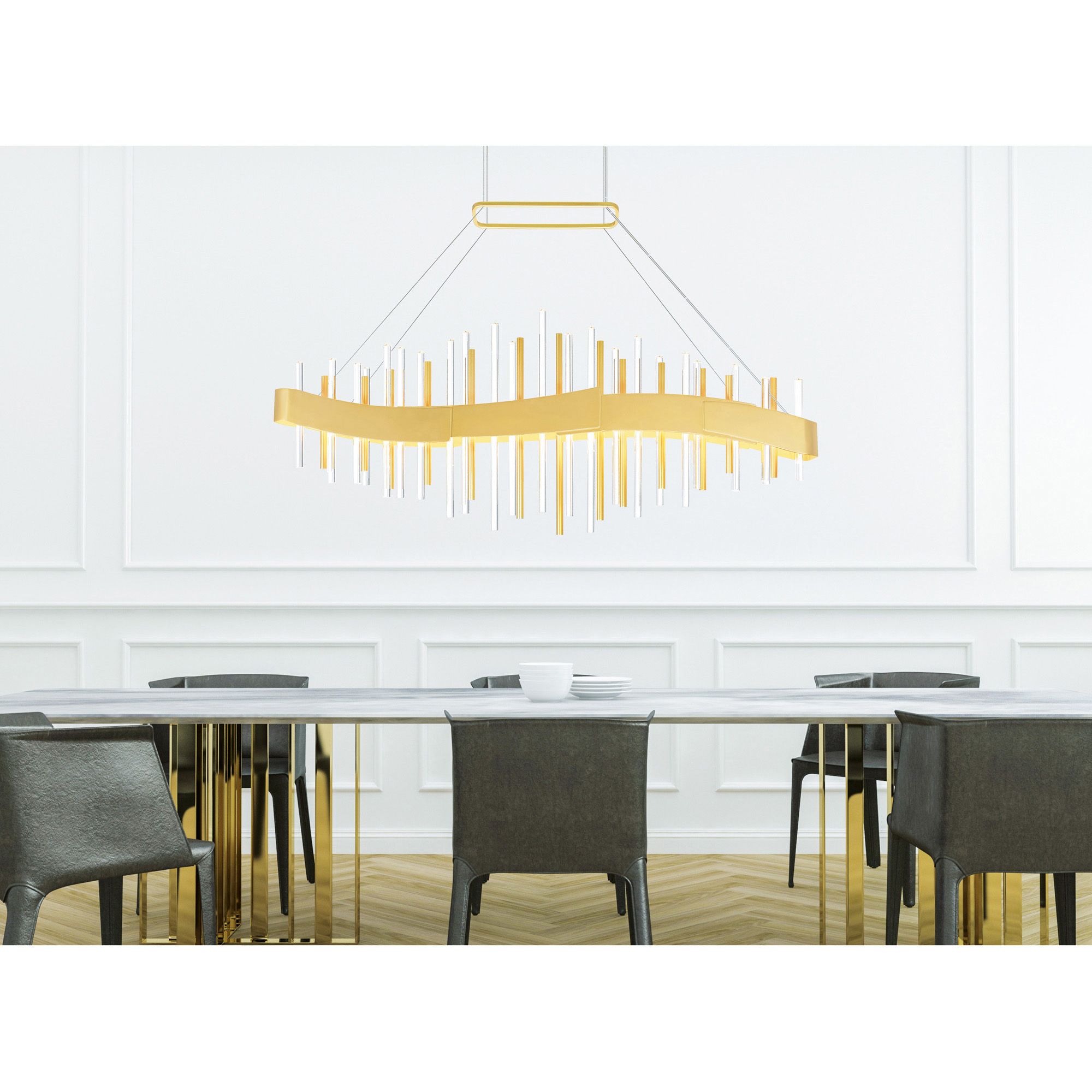 Image 7 Millipede Integrated LED 40in Satin Gold Chandelier more views