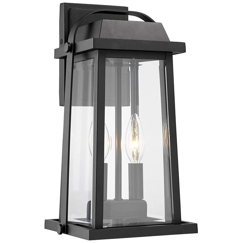 Image 1 Millworks by Z-Lite Black 2 Light Outdoor Wall Sconce