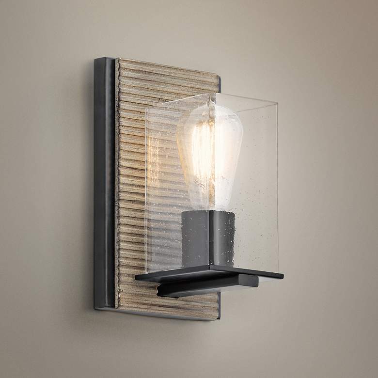 Image 1 Millwright 9" High Distressed Antique Gray Wall Sconce