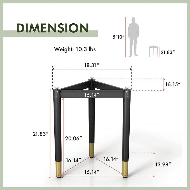 Image 7 Milo 18 1/4 inch Wide Black Wood Triangle End Table Base more views