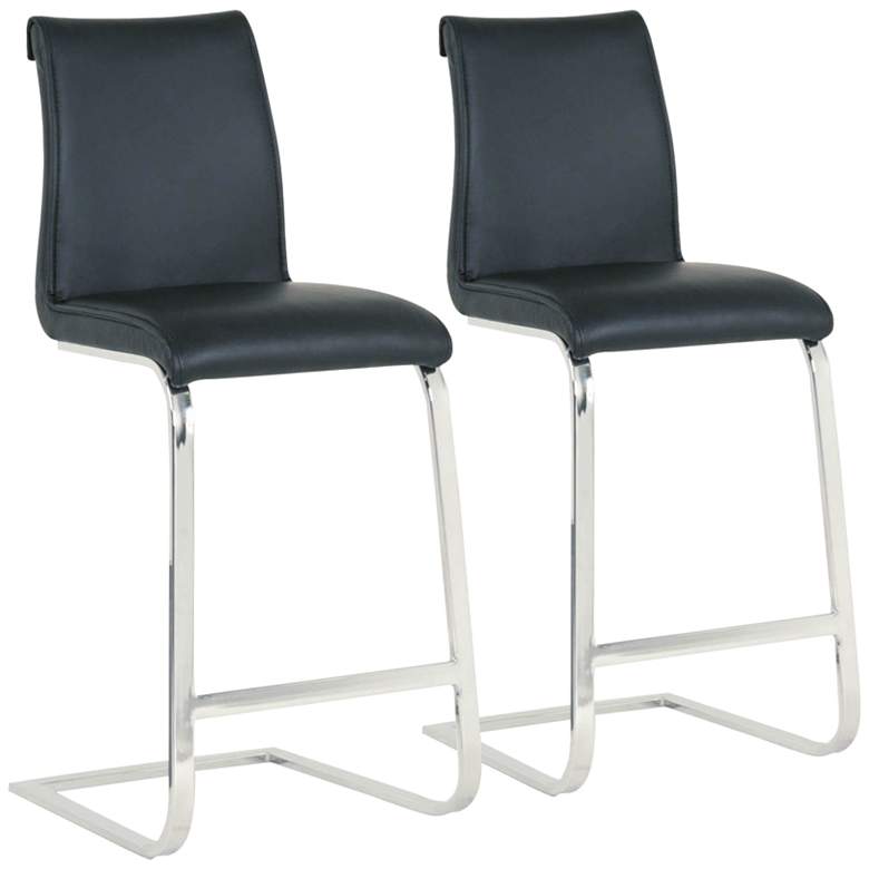 Image 1 Milo 26 inch Black Synthetic Leather Counter Stools Set of 2