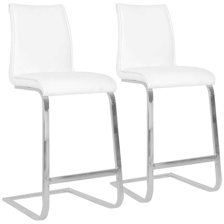 Image 1 Milo 26 inch White Synthetic Leather Counter Stools Set of 2