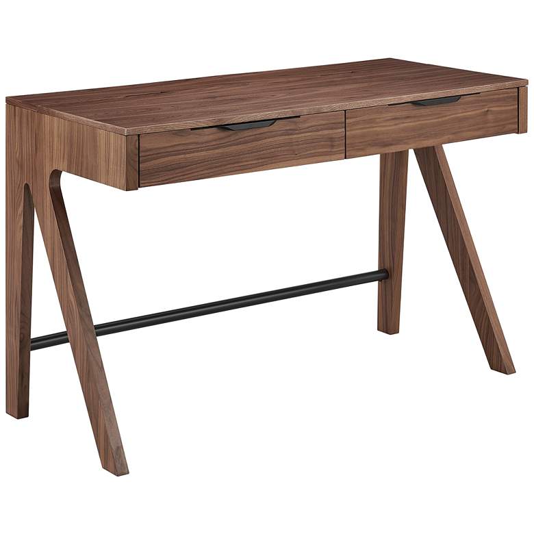 Image 1 Milo 47 1/4" Wide American Walnut Veneer 2-Drawer Desk