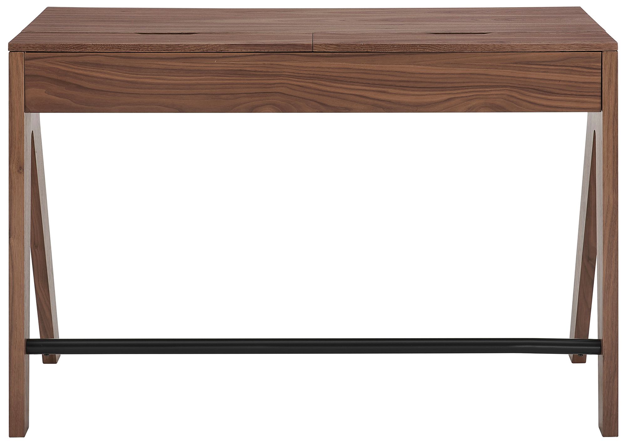 Image 4 Milo 47 1/4" Wide American Walnut Veneer 2-Drawer Desk more views